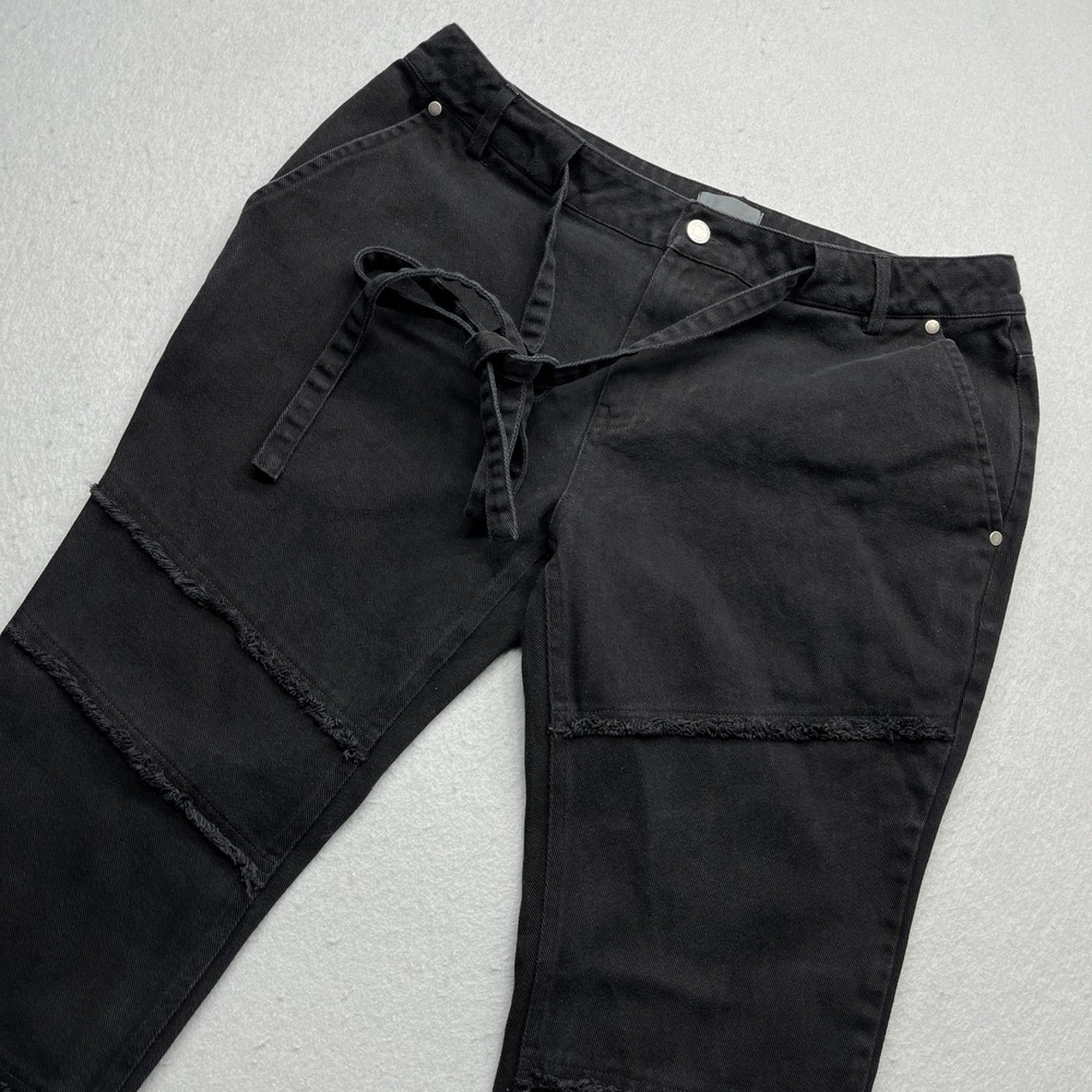 Underwater Black Tiered‎ Raw Edge Denim Jeans Size L Streetwear Y2K 90s